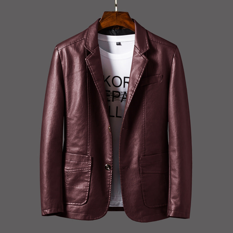 ModeGeist | Moderne Lederjacke mit Reverskragen für Herren