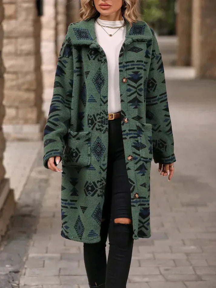 ModeGeist | Wintermantel mit Stylischem Print für Kalte Tage