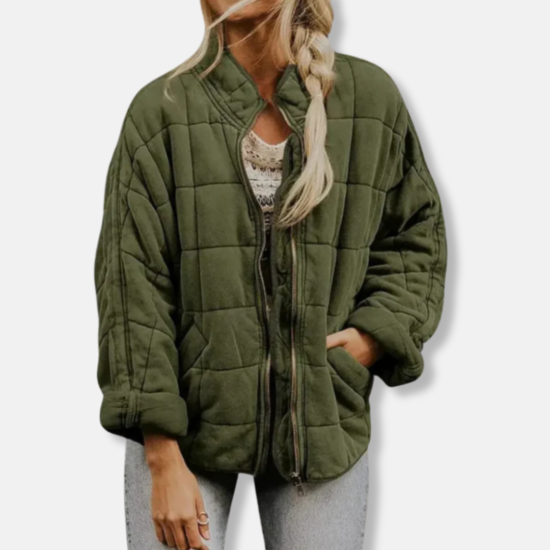 ModeGeist | Steppjacke - Oversized Fit - Stehkragen - Lange Ärmel - Reißverschlussverschluss
