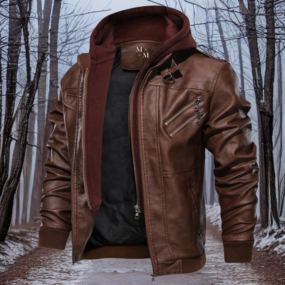 Hochwertige Rambo Lederjacke mit Kapuze