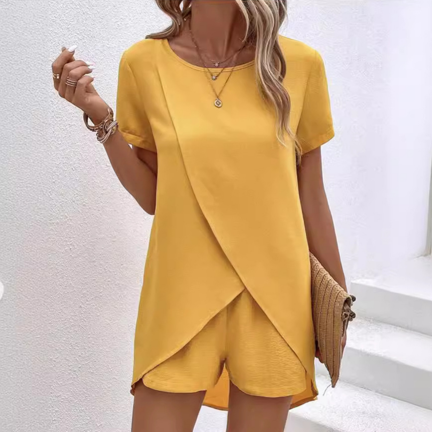 MODEGEIST Damen Sommer Lounge-Set Leichter Stoff Entspannte Passform