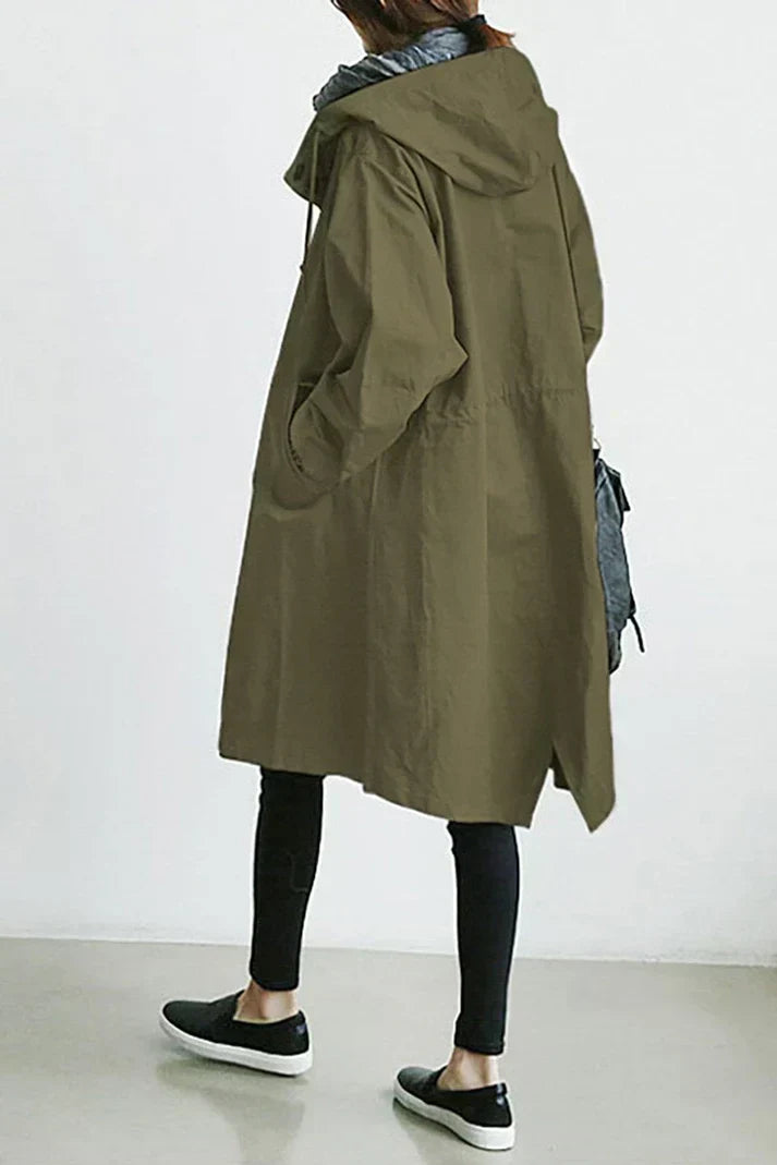ModeGeist | Trenchcoat mit Kapuze für Frauen Lang, Warm und Perfekt für Den Herbst