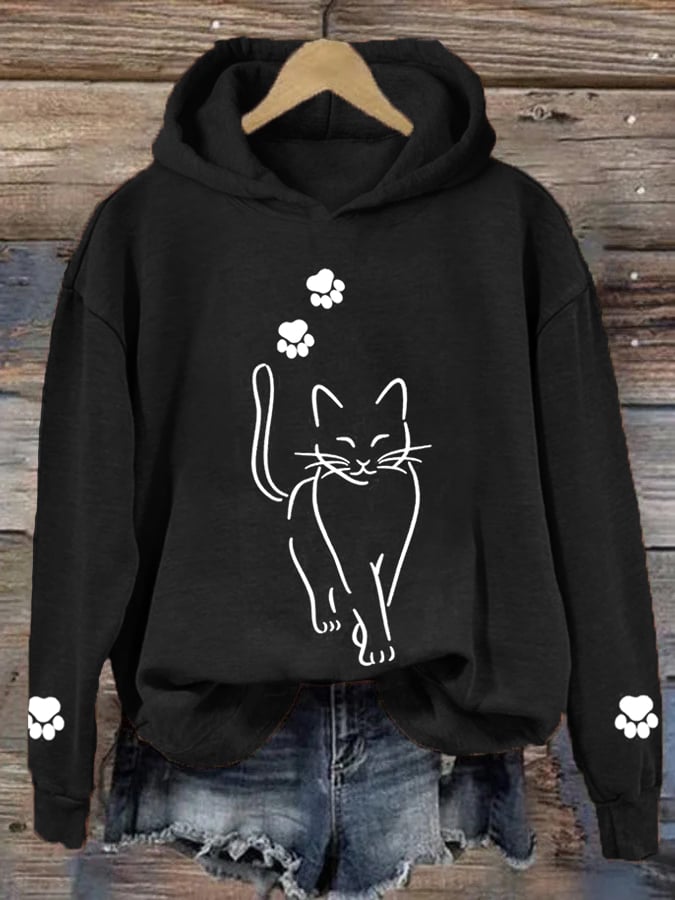 Damen-Katzenpullover im Lockeren Schnitt