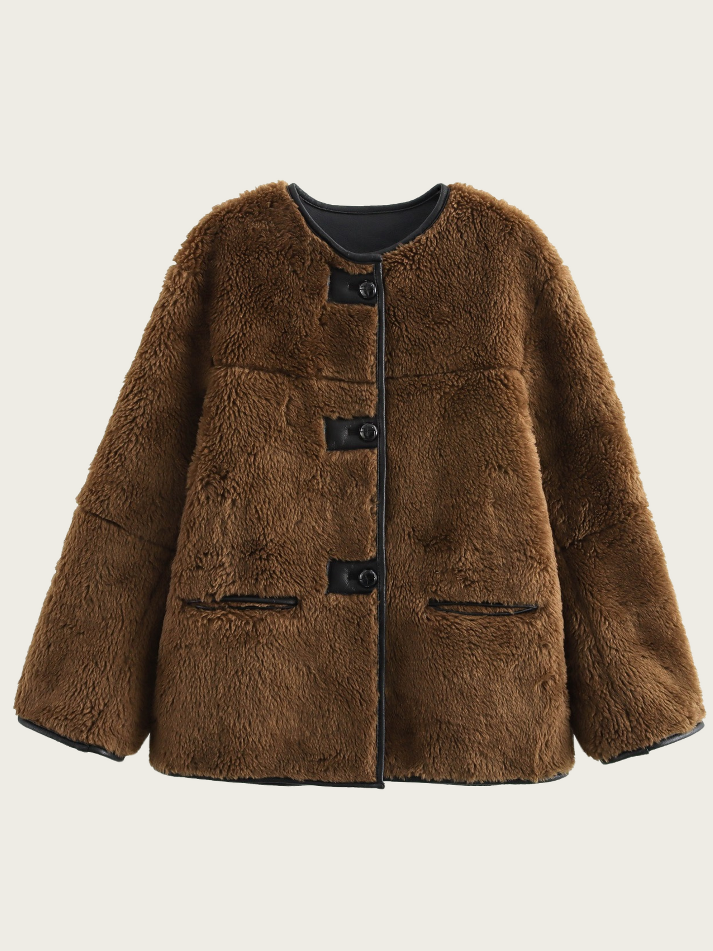 ModeGeist | Damen Teddyjacke mit Knopfverschluss