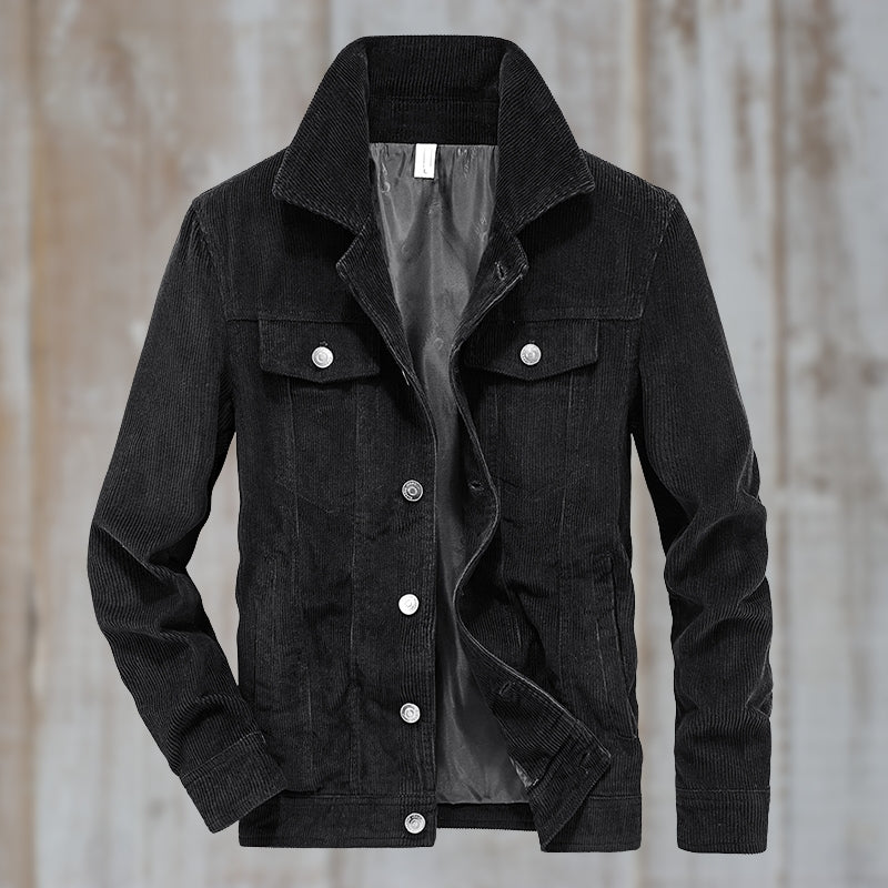 ModeGeist | Cordjacke mit Knopfverschluss Baumwollmischung Zeitloses Design