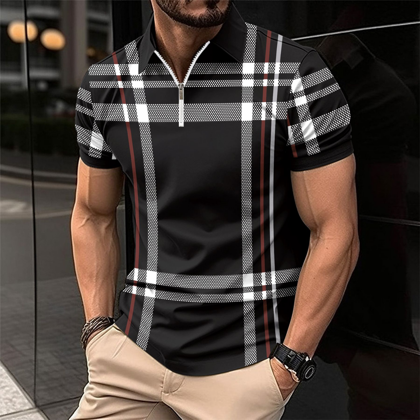 Edles Herren-Polohemd im Karo-Design