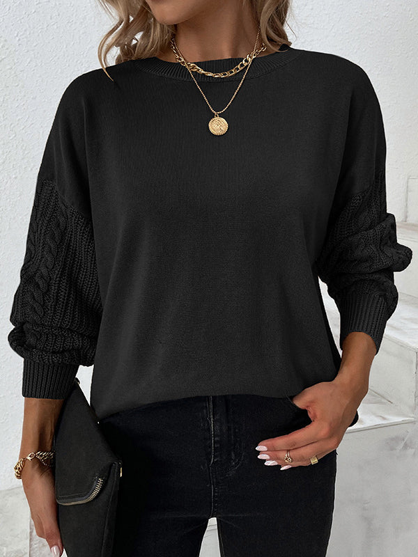 Damen-Strickpullover mit langen Ärmeln lockerer Schnitt