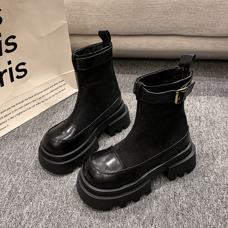 ModeGeist | Canvas Kurzstiefel Dicksohlige Reißverschluss