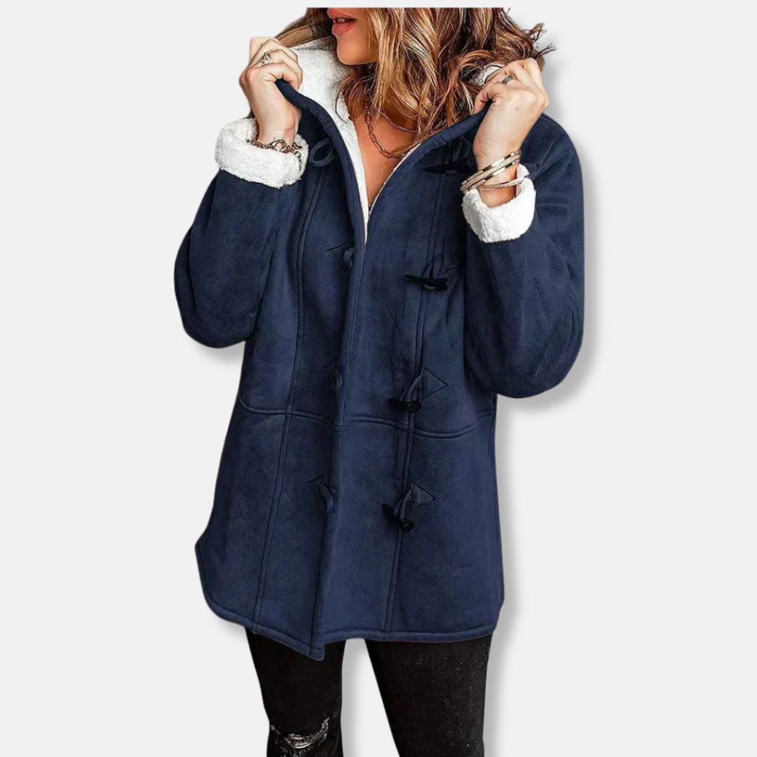 ModeGeist | Fleecejacke - Relaxed Fit - Kapuze - Plüschfutter - Mittellang - Toggle-Verschluss