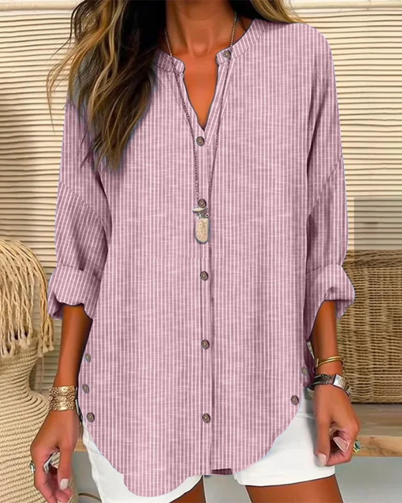 Shirt mit V-Ausschnitt und Streifen