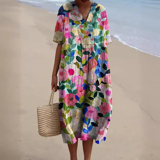 Frauen Sommerkleid mit Blütenmuster