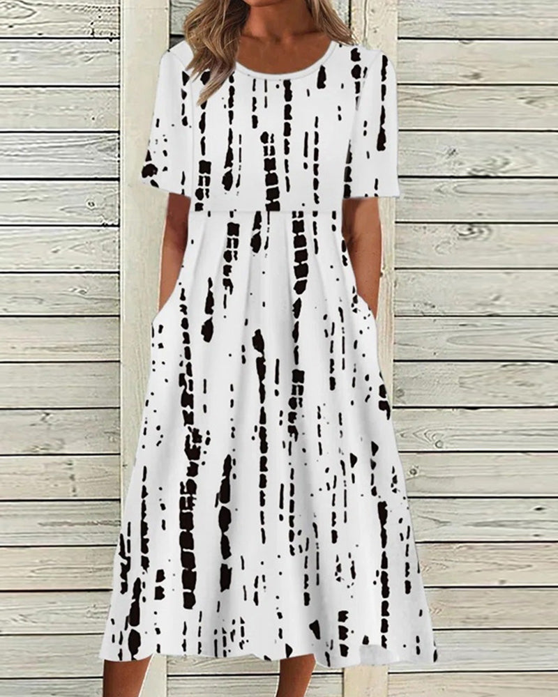 Kurzärmliges bedrucktes Kleid Leana