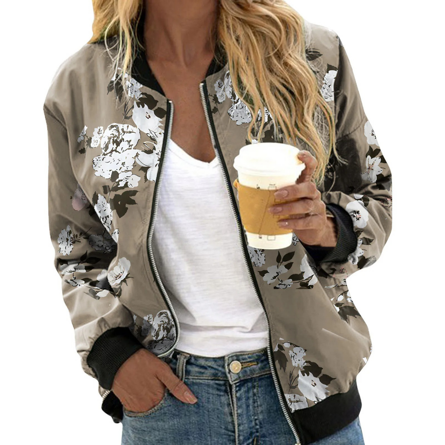 ModeGeist | Blazer mit Lebhaften Blumen für Frauen