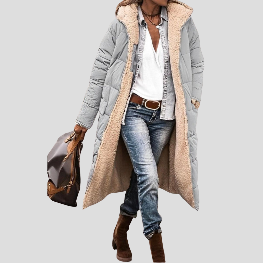 ModeGeist | Langer Wendbarer Wintermantel – mit Kapuze und Teddy Futter