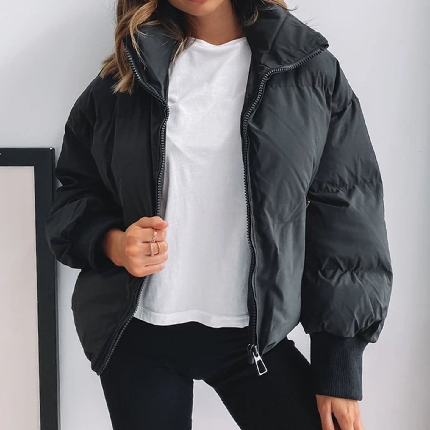 ModeGeist | Kurze Pufferjacke mit Reißverschluss - Reißverschluss