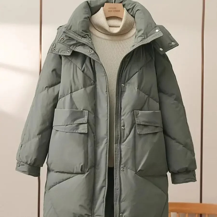 ModeGeist | Stylische Graue Leichte Pufferjacke mit Umlegekragen für Frauen