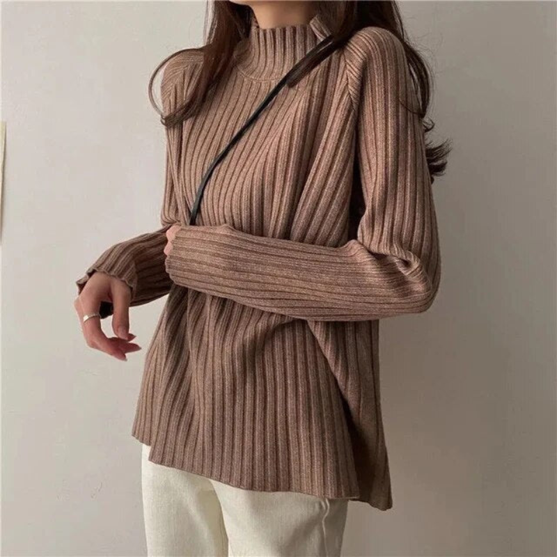 ModeGeist | Pullover mit hohem Kragen für Frauen Lang
