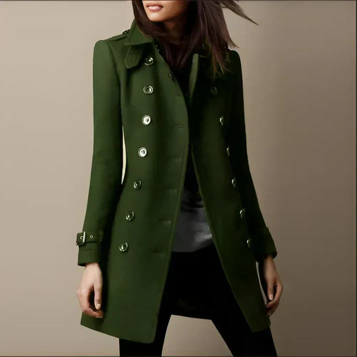 ModeGeist | Damenjacke mit Wendekragen und Knöpfen für Herbst/Winter