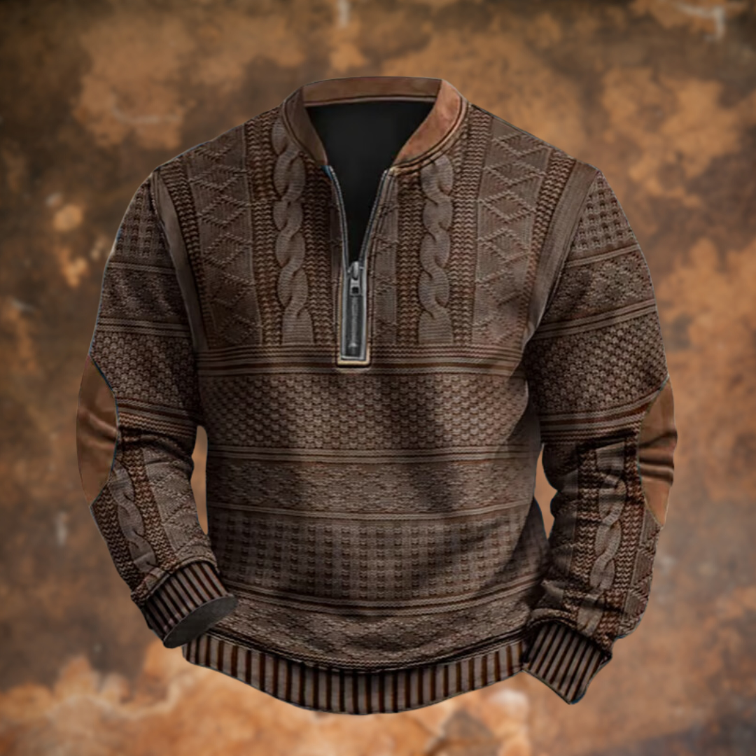 Herren-Strickpullover mit Reißverschluss im Vintage-Stil