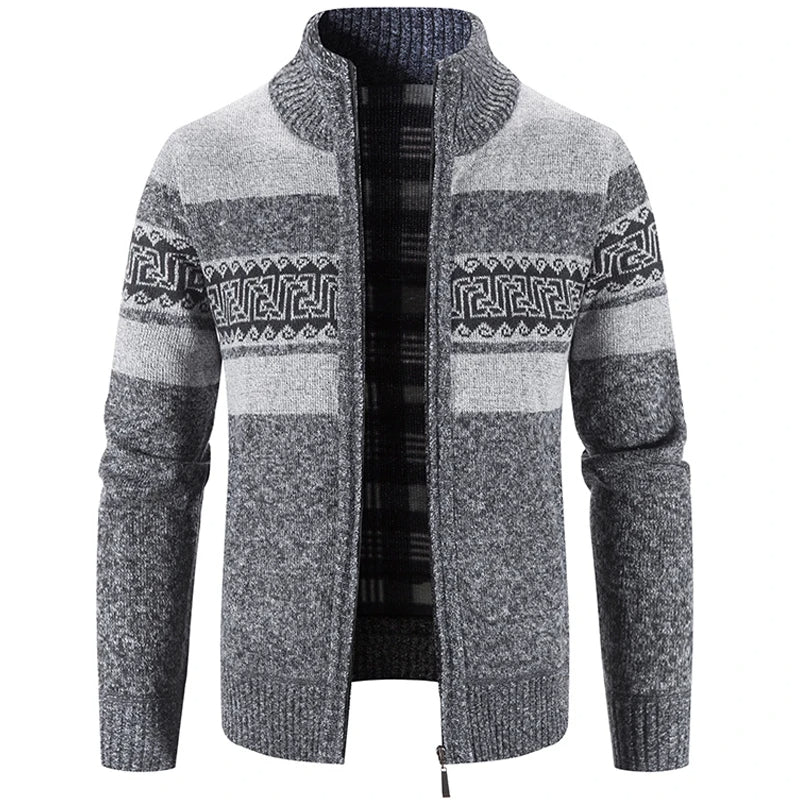 Herren-Strickjacke mit Reißverschluss im griechischen Muster