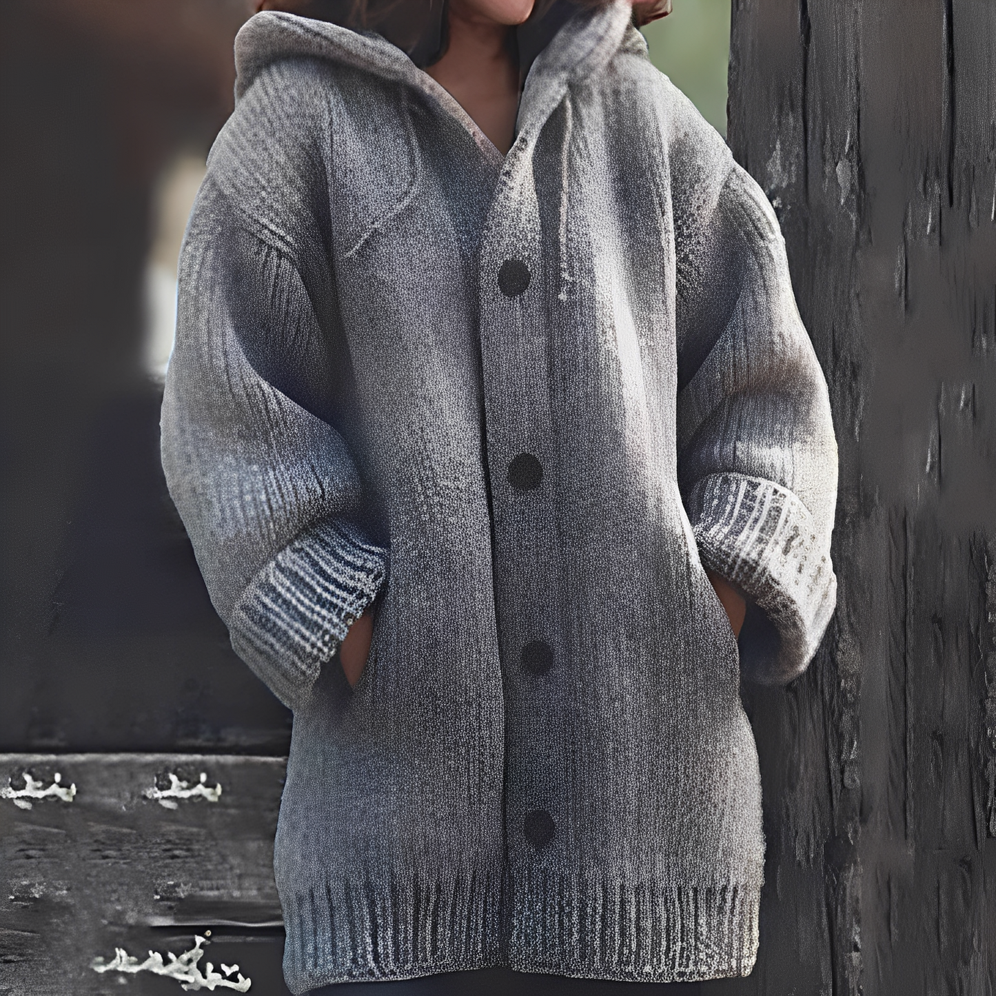 ModeGeist | Bequemer Strickcardigan mit Kapuze für Frauen