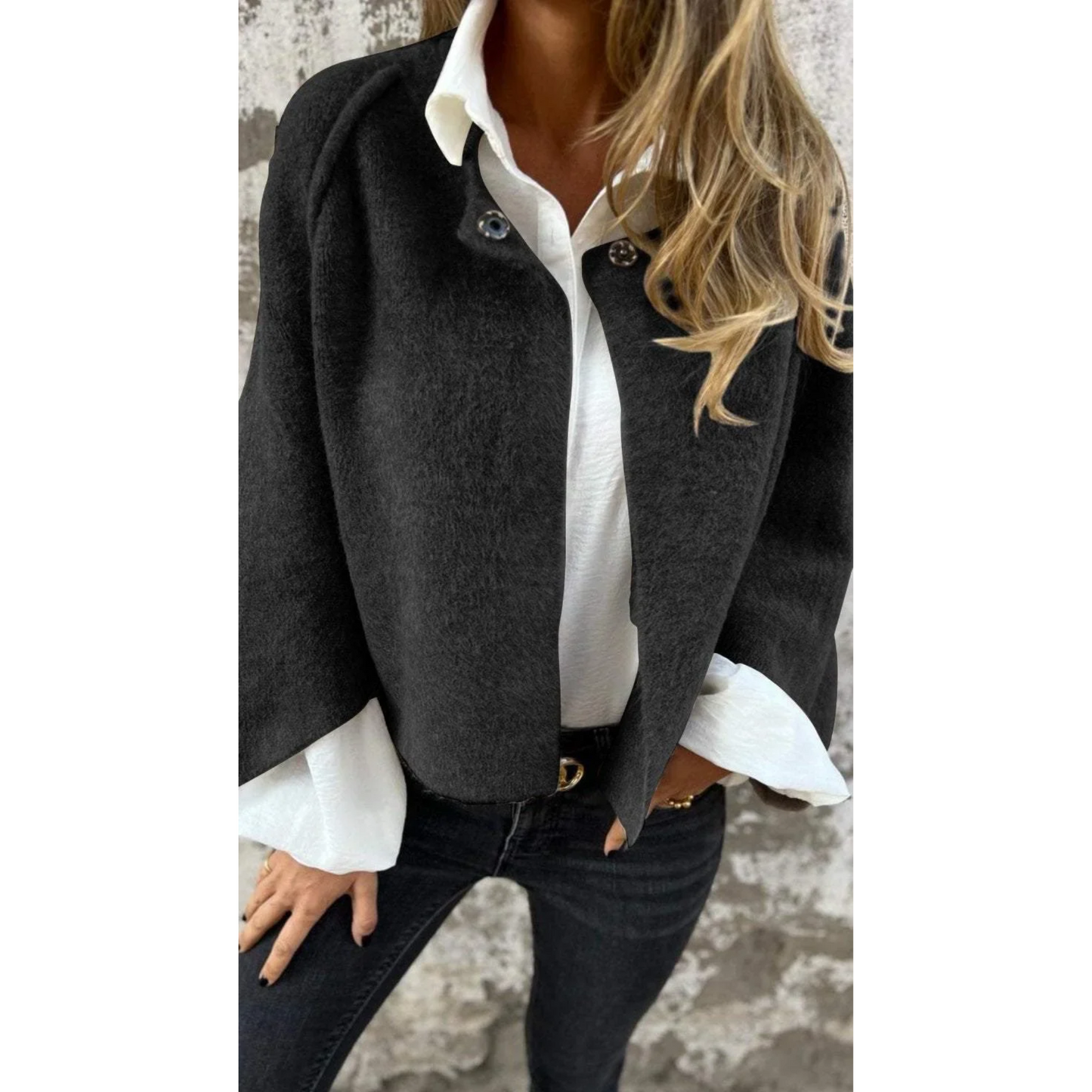 MODEGEIST Damen Mantel klassisch tailliert Wolle Beige Wintermantel