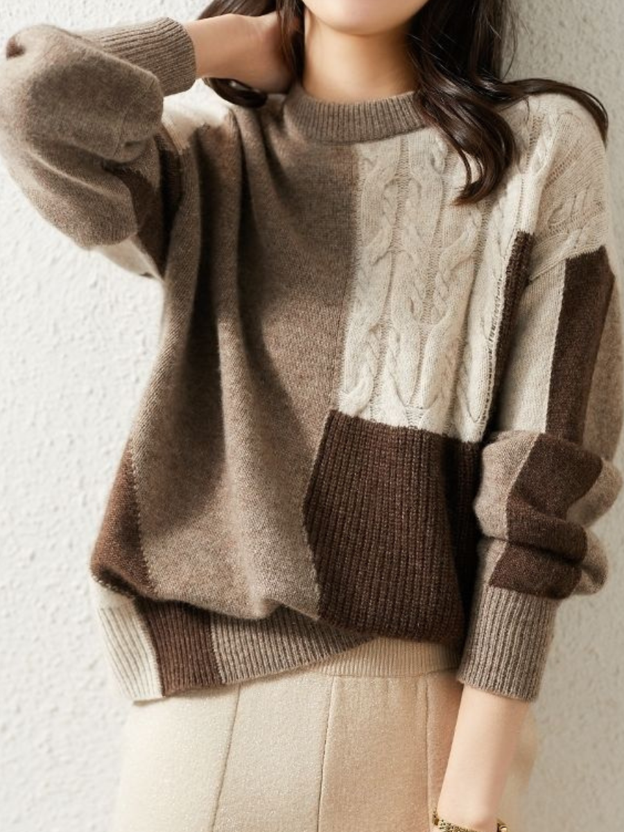 ModeGeist | Schicker & Stylischer Strickpullover in Kontrastfarbe