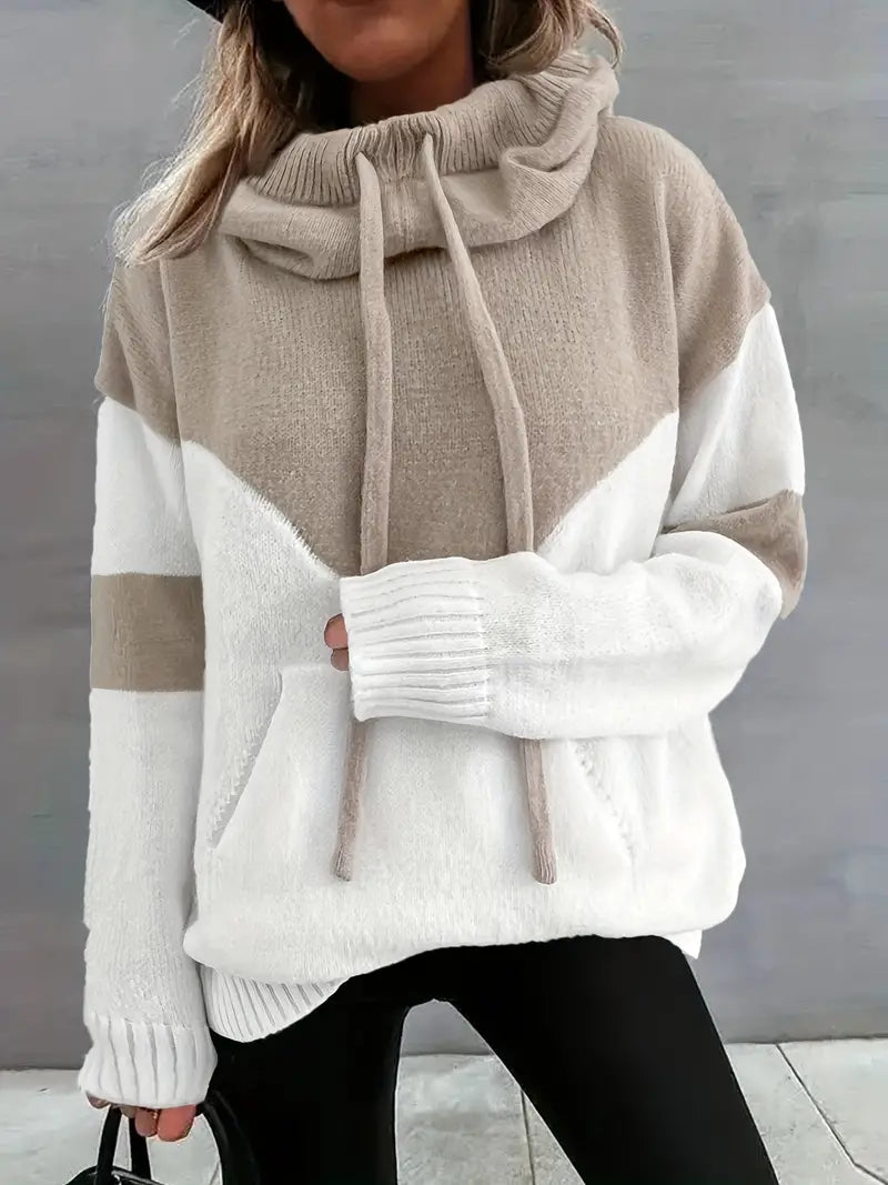 MARLENE: Strickpullover mit Kapuze, Kapuze größenverstellbar