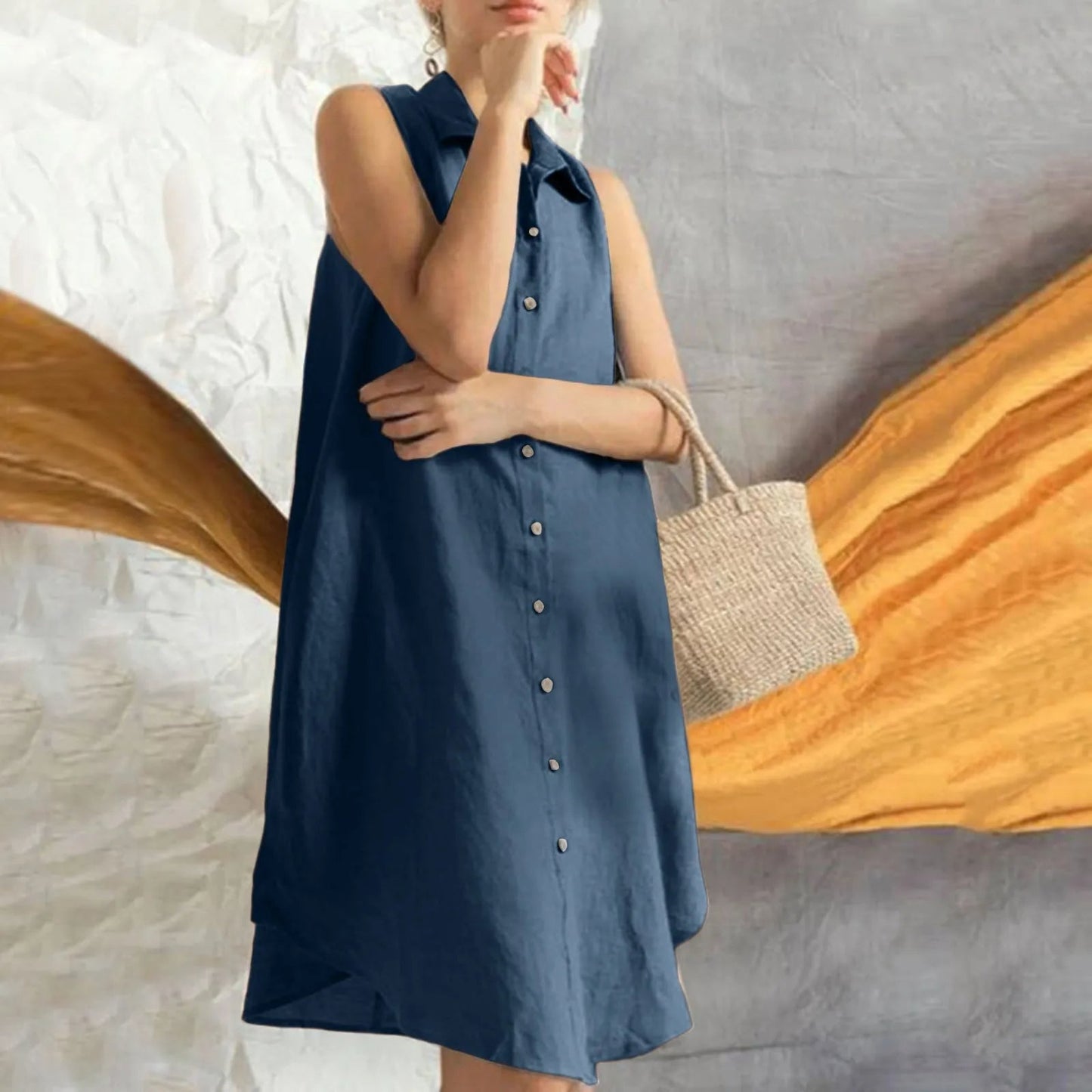 Kleid Larisa - ärmelloses Hemdkleid
