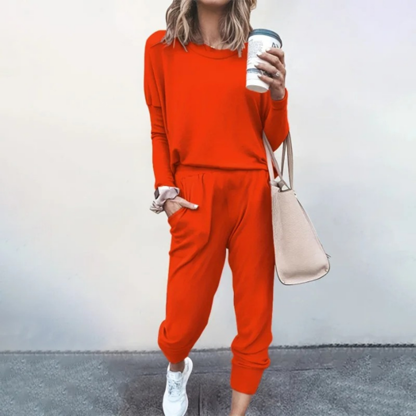 MODEGEIST Damen Jogging-Set Lounge Verstellbare Taille Weicher Stoff