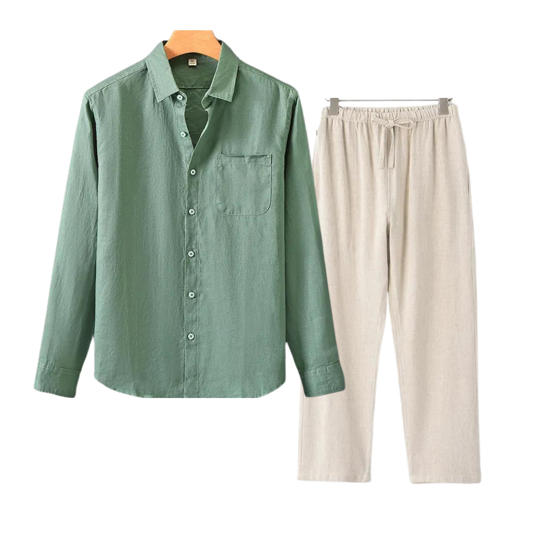 Klassisches und stilvolles Herren-Leinen-Set im Old-Money-Stil