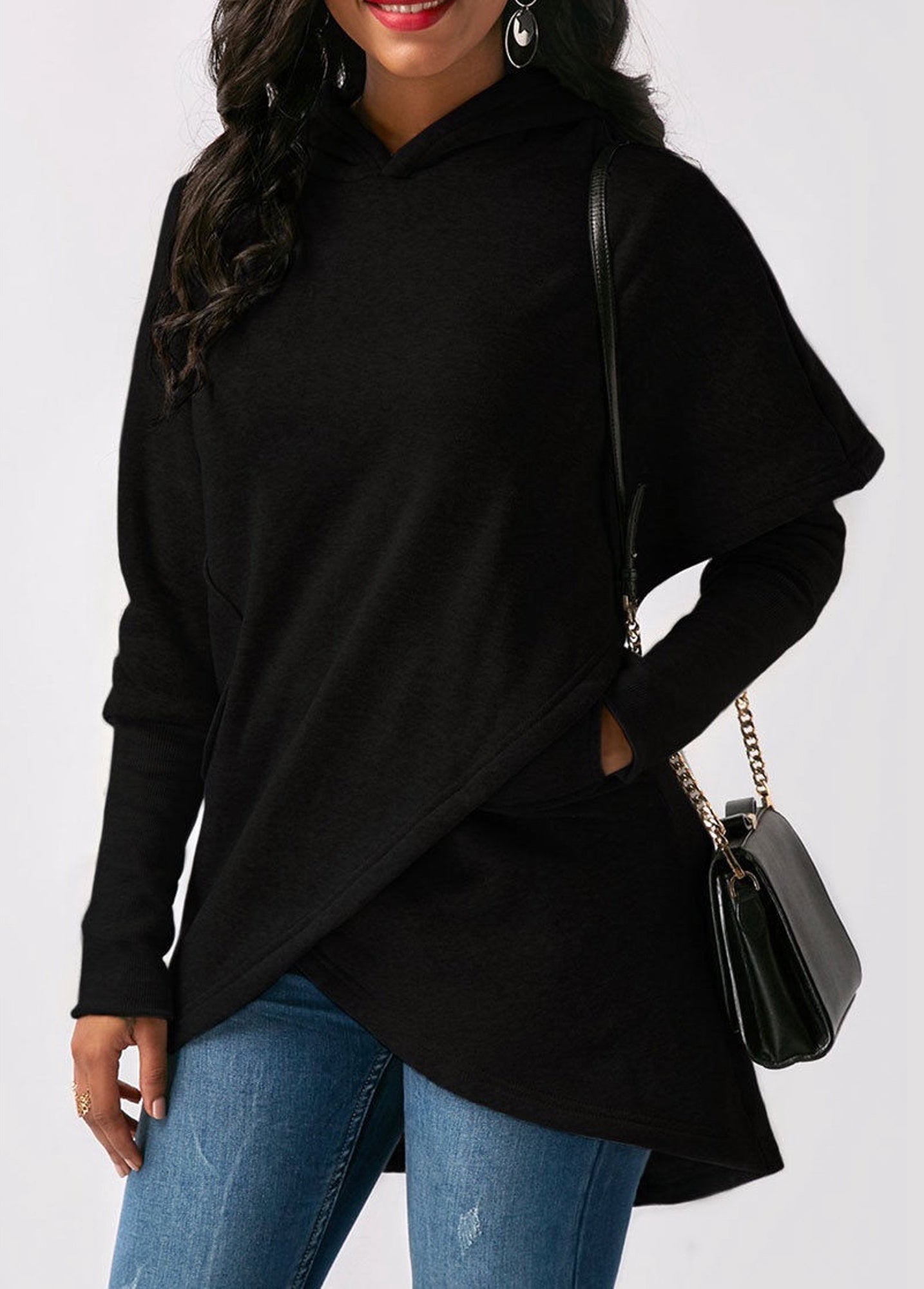 ModeGeist | Hoodie - Damen Herbst Trendy Asymmetrischer Hoodie
