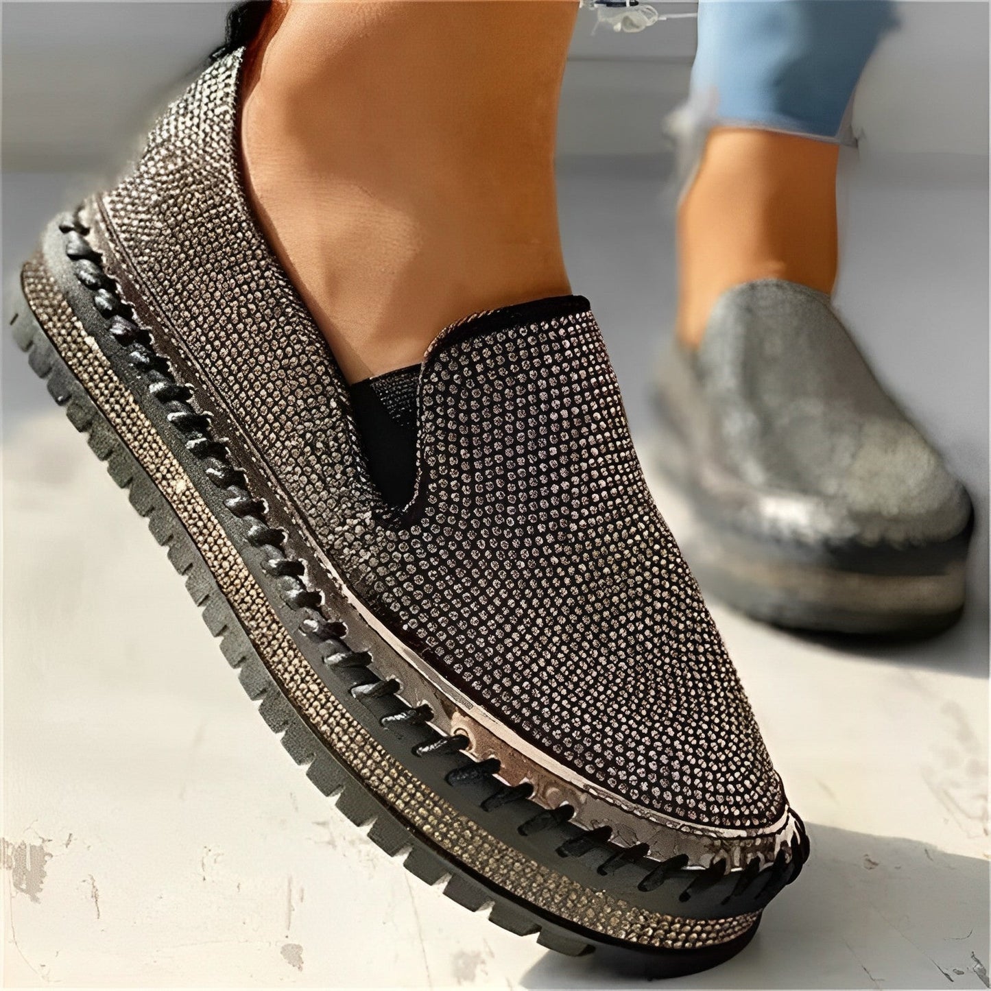 Diamant-Design Loafer mit Candy-Gem-Glitzereffekt