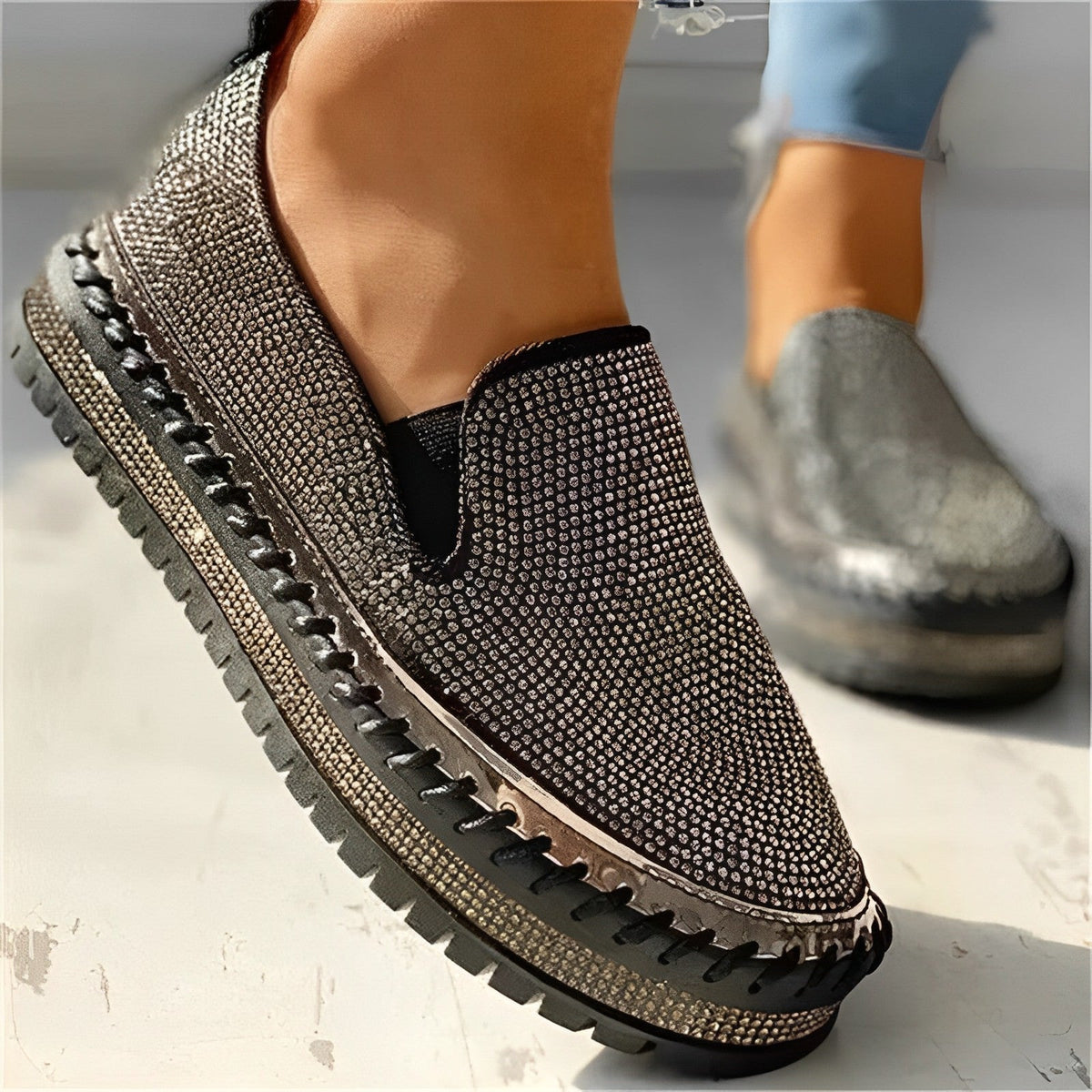 Diamant-Design Loafer mit Candy-Gem-Glitzereffekt