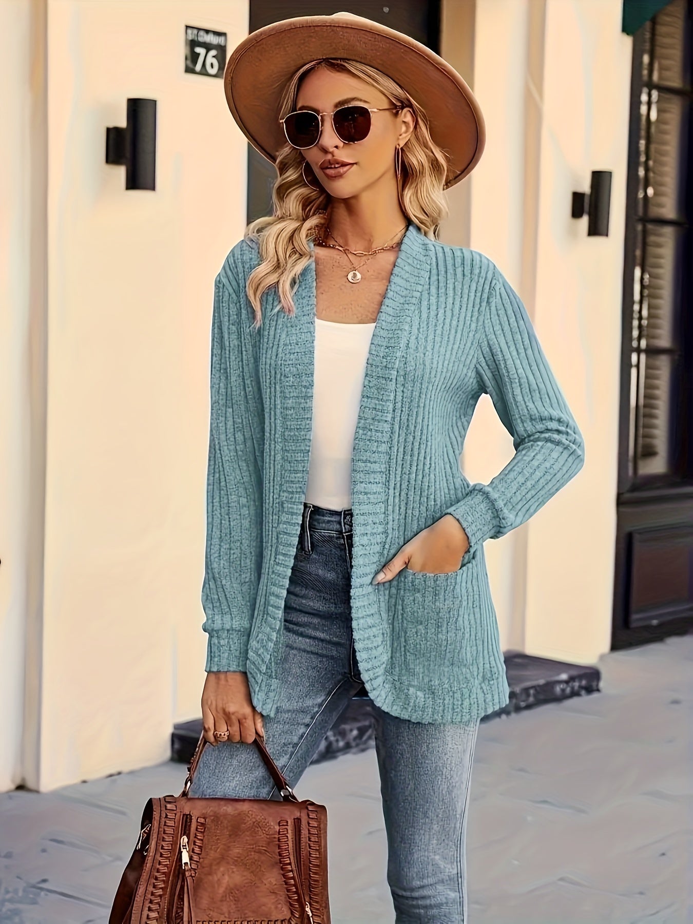 ModeGeist | Damen Freizeit Strickfleeceweste Mit Langen Ärmeln