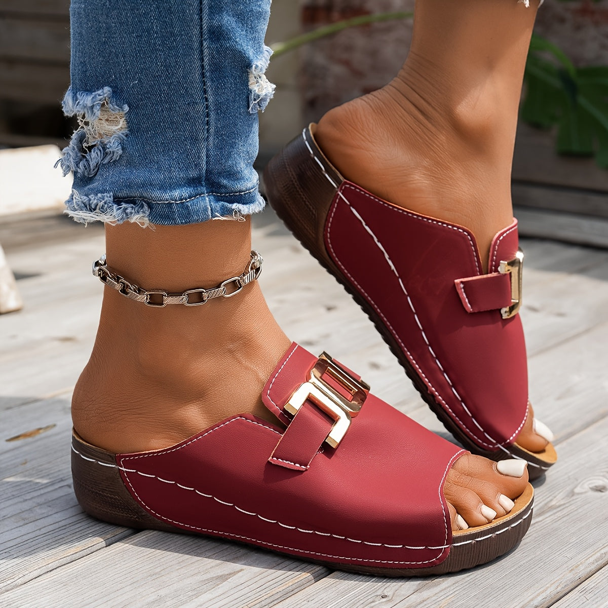 MODEGEIST Damen Casual Sandalen Verstellbare Riemen Komfortsohle