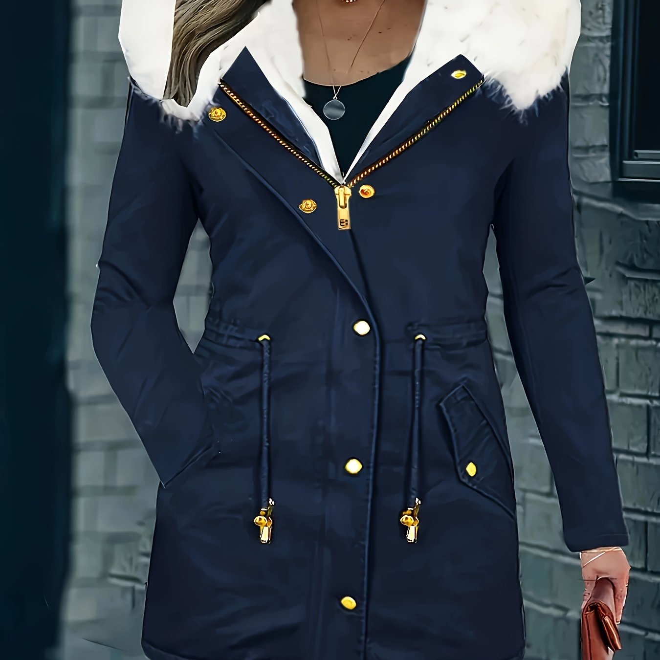 ModeGeist | Freizeitjacke mit Kapuze und Kunstfell