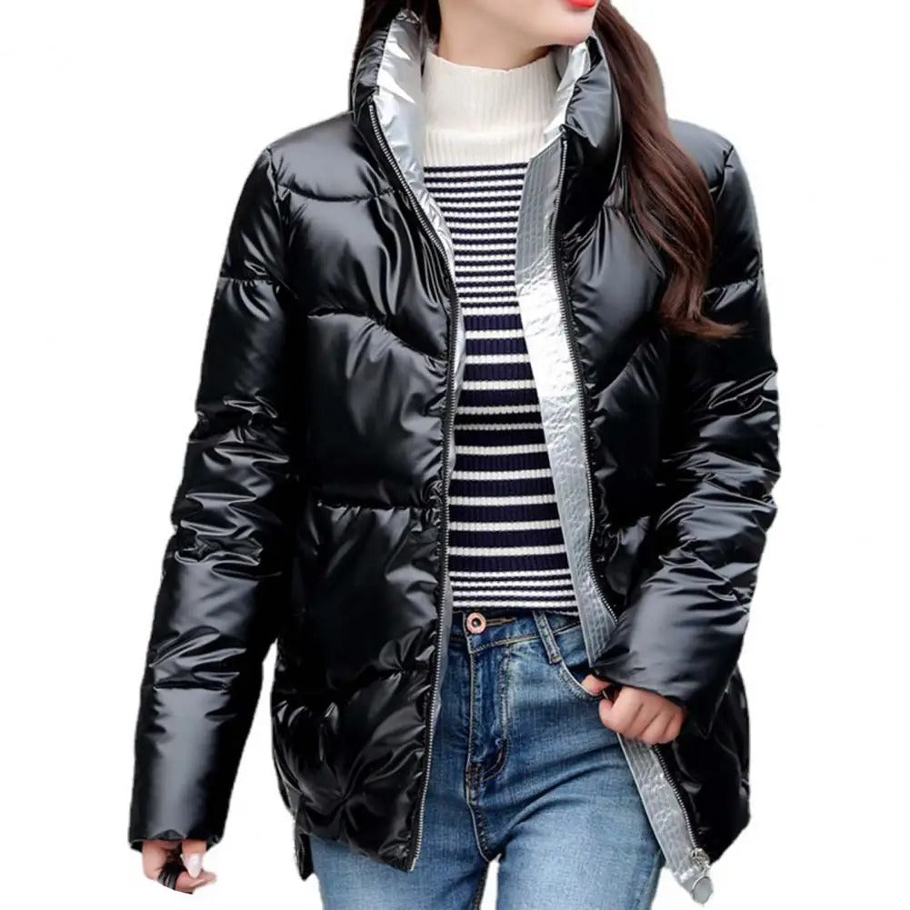 ModeGeist | Pufferjacke - Gequiltet und Leicht - Hoher Kragen - Glänzende Oberfläche - Warm und Bequem
