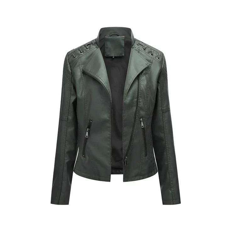 ModeGeist | Pudriges Lederjacke mit Reißverschluss