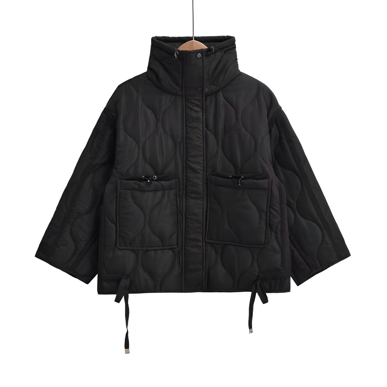 ModeGeist | Baumwolljacke Hüftlang mit Stehkragen und Kordelzug