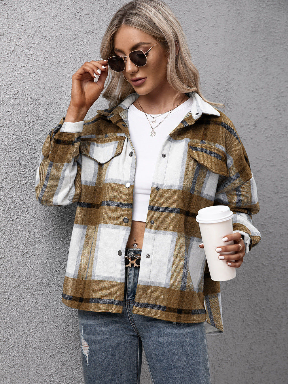 ModeGeist | Karierter Langarmhemdjacke