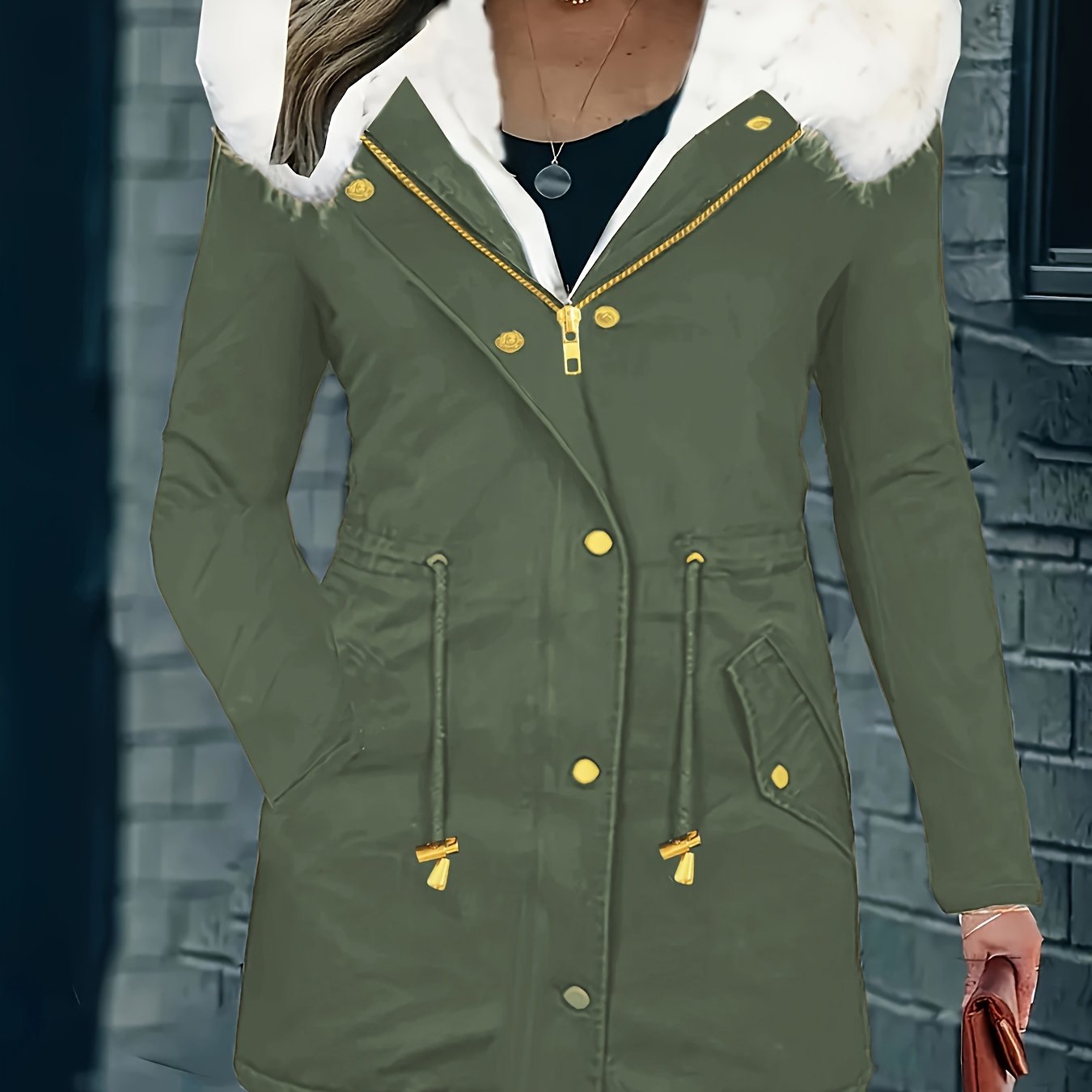 ModeGeist | Freizeitjacke mit Kapuze und Kunstfell