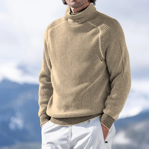 Entspannter Herren-Rollkragenpullover aus Rippstrick