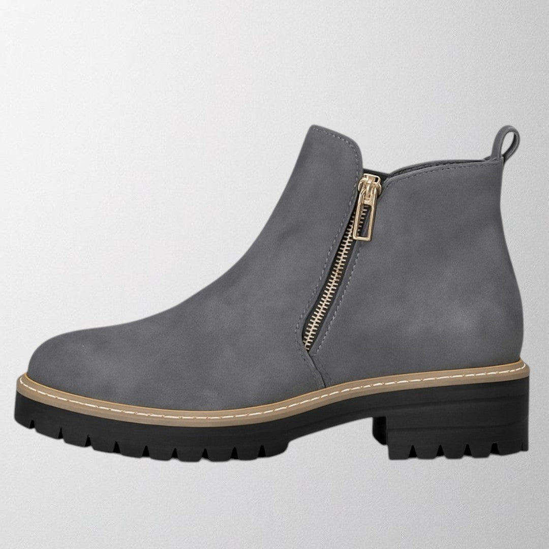 MODEGEIST Damen Schuhe Runde Spitze Seitlicher Reißverschluss