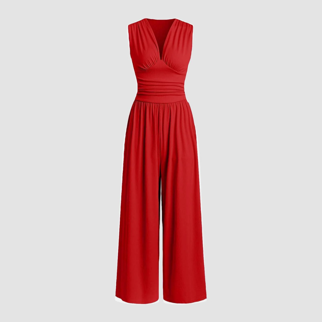 MODEGEIST Damen Wide-Leg Overall Stretch-Stoff Ärmellos