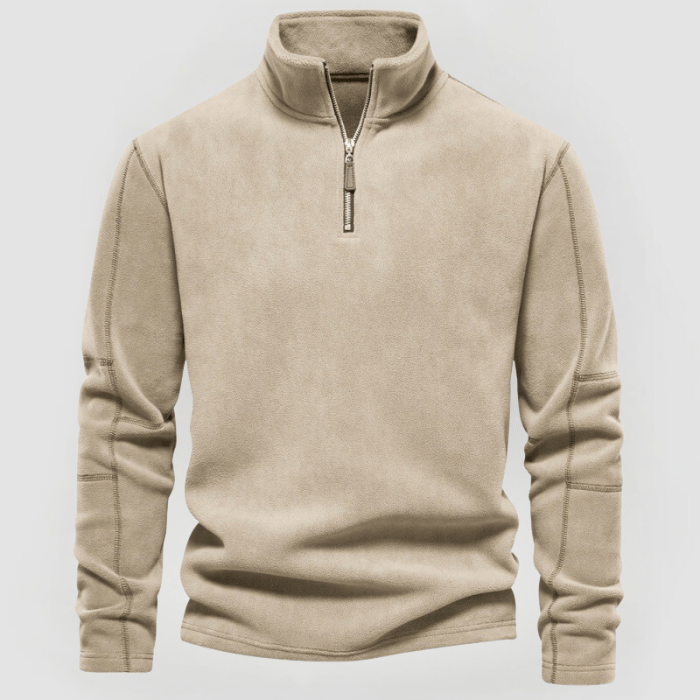NORBERT: Fleece-Pullover mit 1/4-Reißverschluss