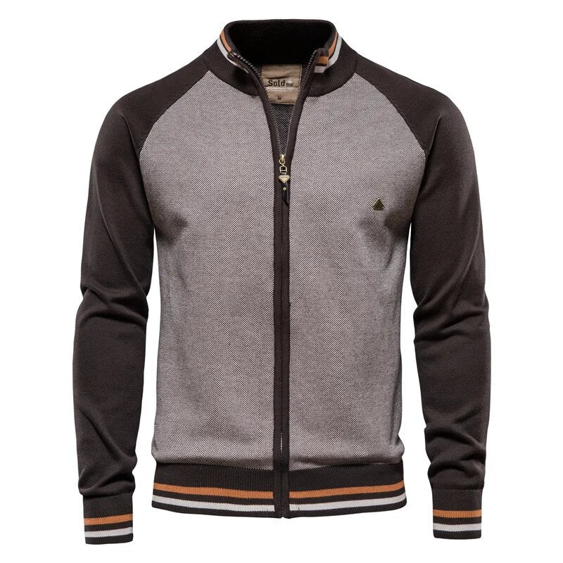 Herrenjacke mit Reißverschluss und Rundhals
