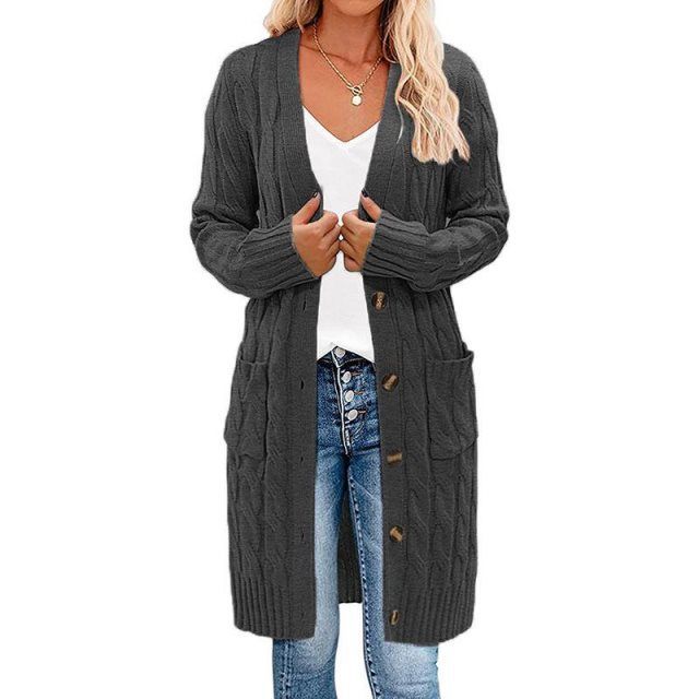 ModeGeist | Langes Wickel-Cardigan, gedreht, gestrickt und stilvoll