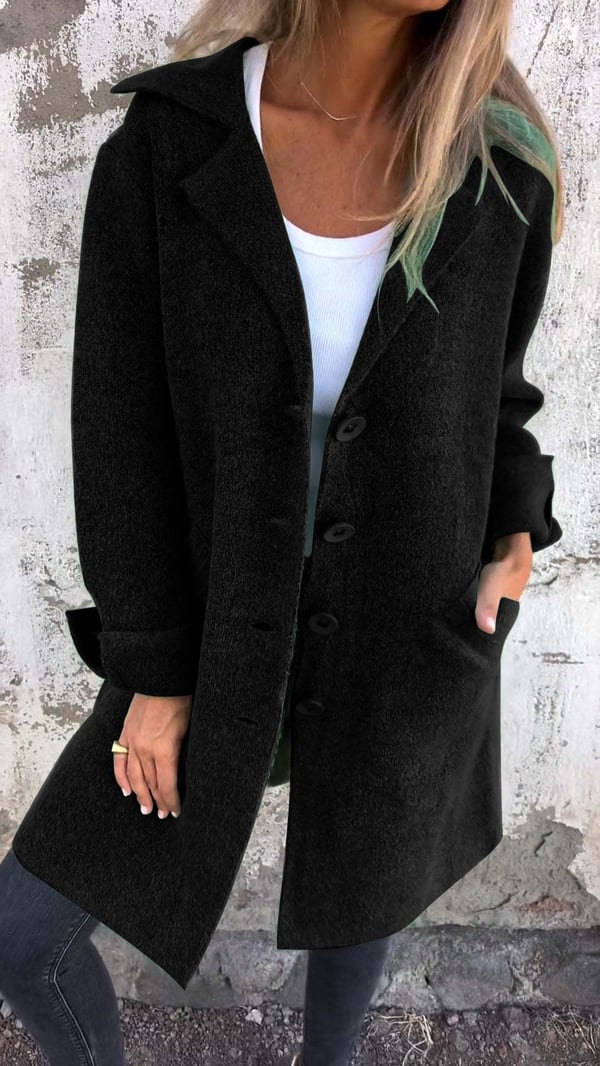 ModeGeist | Wollmantel mit Knopfverschluss Klassischer Kragen Elegant und Warm