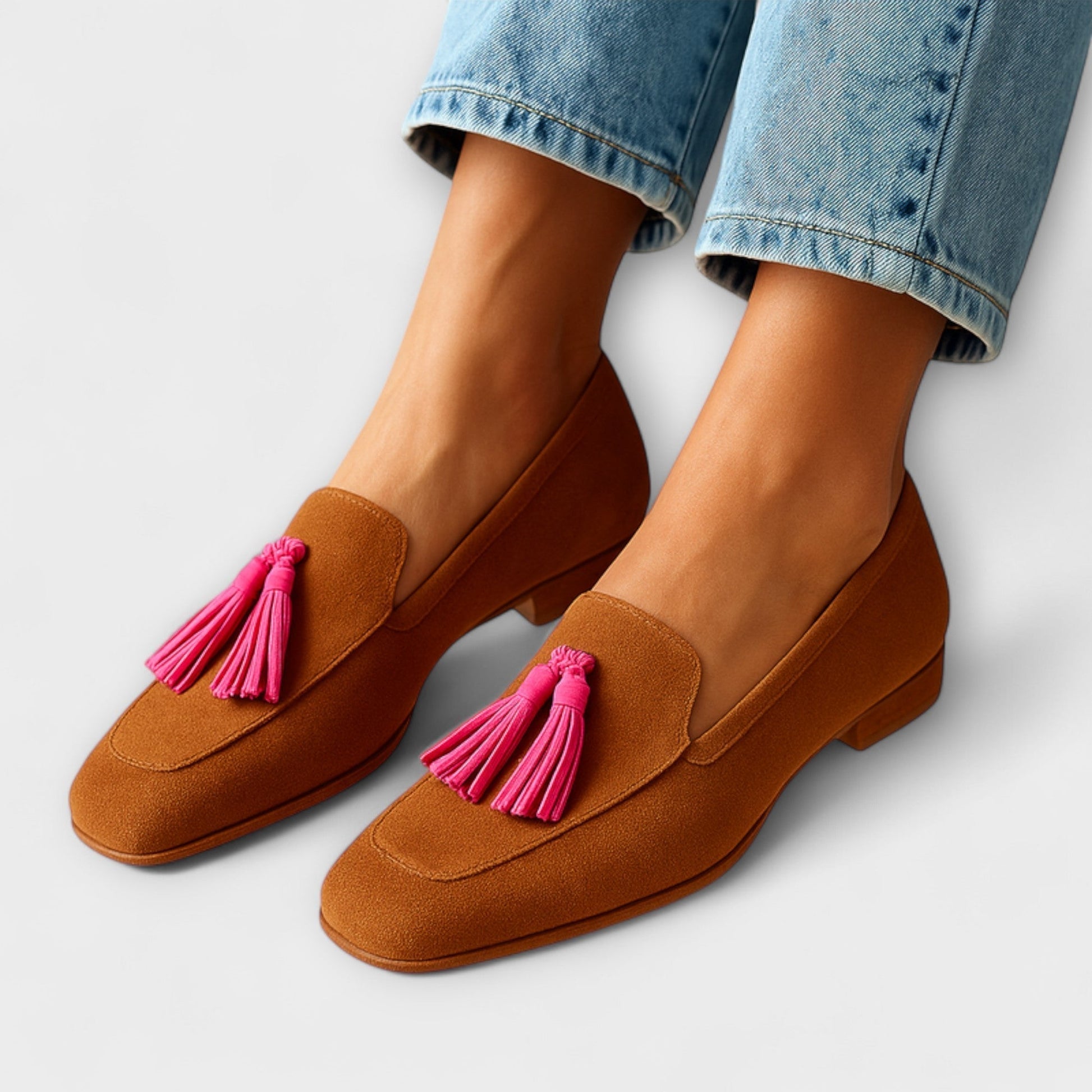 MODEGEIST Damen Loafer Slip-On Schwarz Leder Komfort